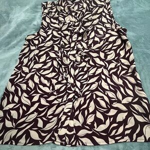 Ann Taylor burdeos and cream Leaf Print Blouse